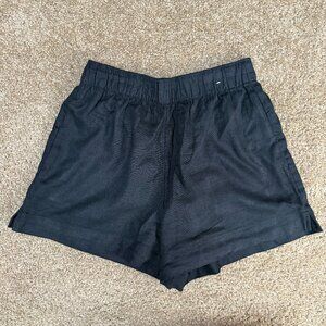 Abercrombie & Fitch Black Linen Shorts Womens XS Lined Elastic Waist High Rise
